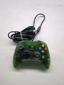 Original Xbox OEM S Type Clear Halo Green Controller w/ Breakaway Cable TESTED - Picture 1 of 11