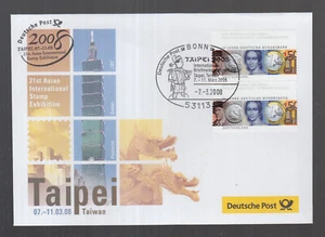 German Post Exhibition Cover 2008 Taiwan Taipei Dragon Architecture Skyscrapers - Picture 1 of 1