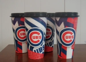 Chicago Cubs Souvenir Insulated Cup with closable Lid - SET of 4 CUPS - Picture 1 of 8