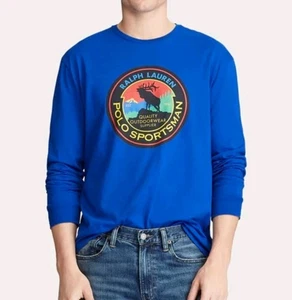 Polo Country Ralph Lauren Sportsman T-Shirt Herren Blau Gelände Langarm Large - Bild 1 von 8
