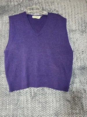 Colete suéter vintage anos 80 anos 90 LL feijão roxo lã de cordeiro gola V lã angorá tamanho 40  - Imagem 1 de 4