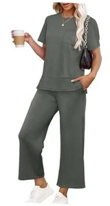 Women's Lounge Sets Fashion Outfits Wide Leg Loungewear XX-Large Rock Green - Picture 1 of 7