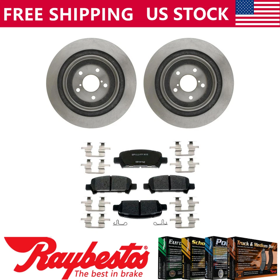 Kit de rotores de freno traseros + pastillas de cerámica y herrajes para Subaru Legacy 2005-2009 Foto 1 de 4