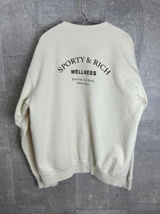 SPORTY & RICH Cream Sweatshirt Made in USA Men's Size L Used - Picture 1 of 15