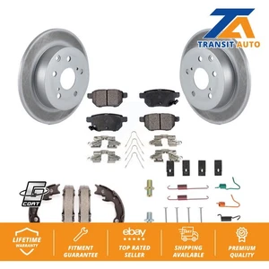 Disc Coated Rotors Semi-Metallic Pads Parking Brake Shoes Hardware Rear Kit For - Picture 1 of 12