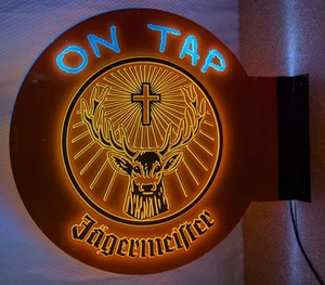 Jägermeister On Tap LED beleuchtetes zweiseitiges Wandschild 15 1/4" x 17" Breite - Bild 1 von 11