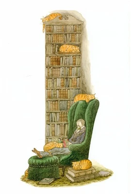 EDWARD GOREY Mini Poster Bibliophile With Cats Art Print 15x10 2009 Wall Decor - Image 1 of 3