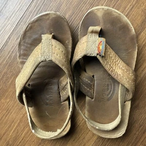 RAINBOW SANDALS Kids Toddler 7/8 Leather Sandals - Dark Brown - Back Strap Surf - Picture 1 of 7