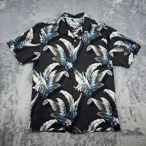Camisa Tommy Bahama Para Hombre Talla M Negra Floral Hawaiana Abotonada Cuello Lazo Seda - Imagen 1 de 10