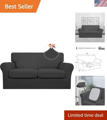 耐用可水洗宠物沙发套 - 3 件套弹力懒人沙发套深灰色 — 第 1/4 张图片