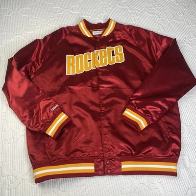 Houston Rockets Mitchell & Ness NBA Lightweight Satin Vintage Style Jacket 2XL - Image 1 of 4