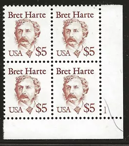 US Scott #2196, Plate Block #1 1986 Harte $5 VF MNH Lower Right - Picture 1 of 1