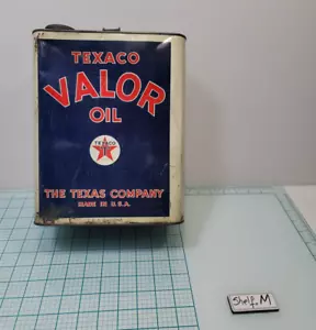 Vintage 2 Gallon Texaco SAE 40 Valor Oil Can 10 1/2" Tall W/ Lid - Picture 1 of 24