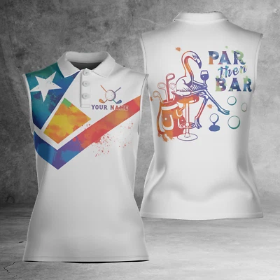 Polo sin mangas de golf acuarela Texas Par Then Bar vino flamenco para mujer XS-4XL Foto 1 de 4