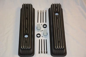 Cubiertas de válvula de perno central con aletas altas negras Chevy Vortec TBI 305 350 5.0 5.7 - Imagen 1 de 5