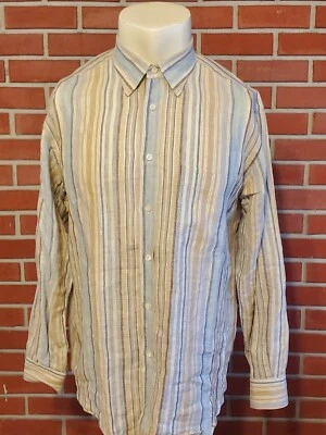 Brioni сделано в Италии многоцветный полоски льняной коротким рукавом рубашка мужская 2XL (XXL) - Изображение 1 из 4