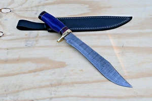 Hand forged Damascus Hunting Camping survival Outdoor Knife/ blade with sheath - Picture 1 of 7