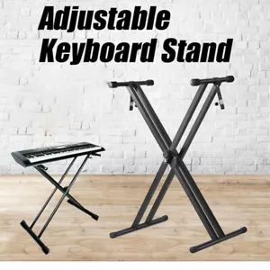 Folding Double Braced Stage X Style Adjustable Music Piano Keyboard Stand Height - Picture 1 of 9