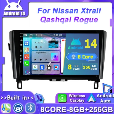 8G+256GB For Nissan Xtrail Qashqai Rogue Car Stereo Radio GPS Android 14 CarPlay - Image 1 of 4