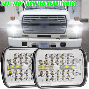 Pair 5x7 7x6" LED Headlight Hi/Lo Sealed Beam For Ford F600/700/800 FT900 F100