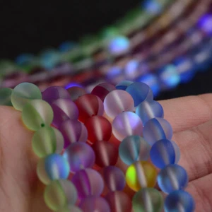 Matte Mystic Aura Quartz Gemstone Loose Beads Holographic Quartz DIY Bracelets - Picture 1 of 31
