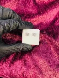 Orecchini uomo donna oro bianco 10 kt 1/20 CTW diamante borchia tonda - Foto 1 di 3
