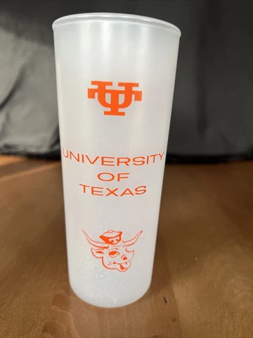Rare University of Texas Longhorns 1960's Frosted Glass w/ Original UT Bevo Cover