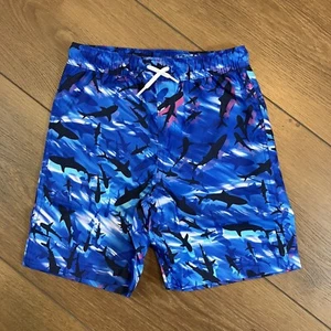Lands' End NWT Blue Shark Swim Trunks Shorts Swimsuit Sz S - Picture 1 of 8
