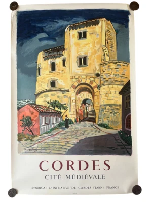 Grande Affiche Originale - Cordes - Cité Médiévale vers 1970 - BRAYER YVES - Photo 1/3