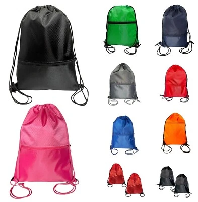 Drawstring Bag Gym School Swimming Bag Kids PE bags Rucksack Adults Backpack - Image 1 of 4