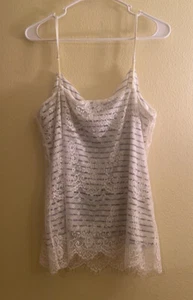 Canotta senza maniche in pizzo a righe floreali blu Maurices nuova con etichetta taglia 0X - Foto 1 di 6