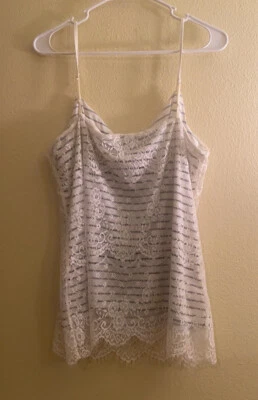 Maurices NWT Blue Floral Stripe Lace Sleeveless Spaghetti Strap Tank Size 0X - Image 1 of 4