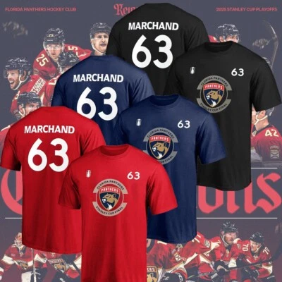 Marchand #63 Brad Florida Team Panther 2025 nombre y número regalo hecho por fanáticos todos los tamaños Foto 1 de 4