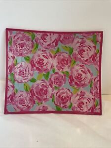 Lilly Pulitzer First Impressions Pink Floral Flower Glass Tray Trinket Dish 🌸