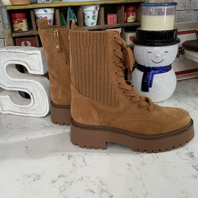 Botas de combate Sam Edelman femininas tamanho 9.5 Evina camurça novas marrom castanha novas - Imagem 1 de 4