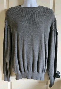Nautica Grey Crewneck Heavy Waffle Knit Stretch Sweater Men's Size Extra-Large - Picture 1 of 11