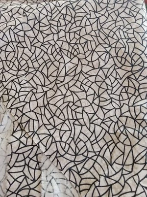 Lote De 3 Restos De Colección Jinny Beyer Estampado Geométrico Negro Sobre Tela Blanca Foto 1 de 3