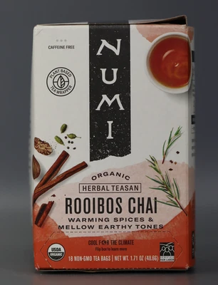 Numi Organic Tea Rooibos Chai Tea Bags 18 Ct 1pck