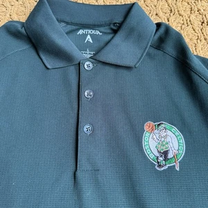 Antigua Green Boston Celtics Basketball Collared Polo Shirt Mens Size Large L - Picture 1 of 7