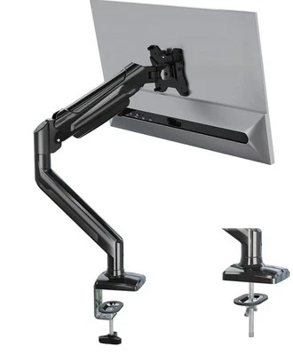 ICD-WALL-BRACKETS Single Arm Monitor Desk Mount for 13-34 inch Screen, Gas Spring Monitor Stand