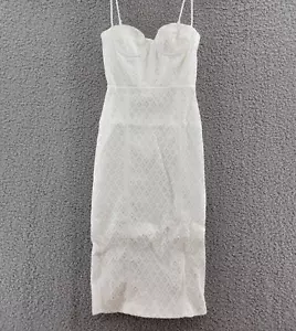 Bardot Charley Lace Bustier Midi Dress Women's 2 Orchid White Sweetheart Zip Up - Picture 1 of 13