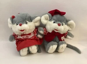 Commonwealth Mrs Mouse Red Dress Mr Mouse Bow Tie 1992 Stuffed Animal Toy 10” - Picture 1 of 15
