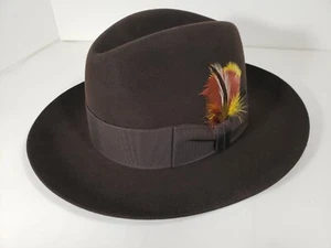 BILTMORE CANADIAN SUEDE DARK BROWN FUR FELT HAT FEDORA MADE IN CANADA - Picture 1 of 7