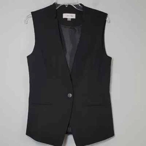 Calvin Klein Chaleco Negro a Medida Un Botón Largo Talla 10 Mediano Traje de Oficina - Imagen 1 de 7