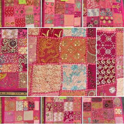 One of a Kind Pink Patchwork cushion covers, COVER ONLY. Zipper, 16"x16", - Image 1 of 4