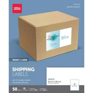 Lot of 3 Office Depot Inkjet/Laser Shipping Labels, 5 1/2" x 8 1/2", White,50-Pk - Picture 1 of 2