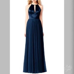 After Six 6705...Full Length, Halter, V-Neck Dress...Midnight....Size 8....NWT - Picture 1 of 4