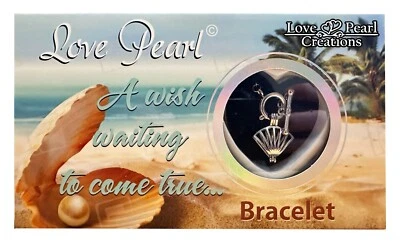 Sea Shell Love Wish 珍珠吊坠 7 英寸不锈钢手链 — 第 1/4 张图片