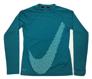 Nike Swim Girls' Long Sleeve Hydroguard Rash Guard, Bright Spruce, Medium. - Picture 1 of 2
