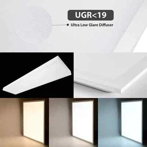 UGR19 Luce LED da pannello basso riflesso retroilluminata 3CCT dimmerabile 2X2 2X4 4X1 luci ufficio - Foto 1 di 19